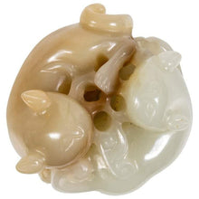 Load image into Gallery viewer, A 18TH CENTURY PALE CELADON JADE CARVING OF TWO CATS, QING DYNASTY - Fine Classic Antiques