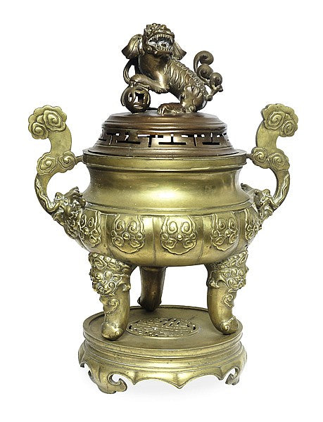 十九世纪中国黄铜鎏金佛教香炉– Fine Classic Antiques