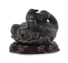 Load image into Gallery viewer, A Large Chinese Spinach Jade &#39;boulder&#39; carving of a &#39;duck&#39;, Qing Dynasty