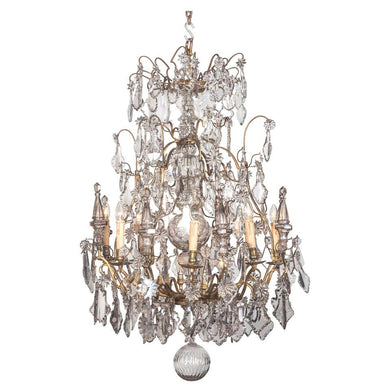 19 世纪法国路易十五风格的水晶镀金二十盏灯枝形吊灯