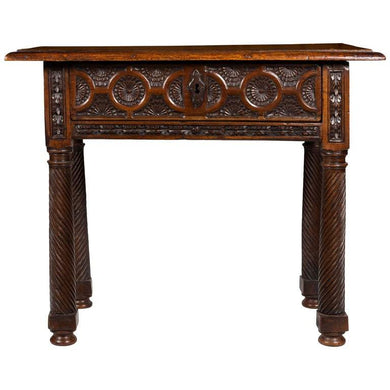A Finely Carved Late 17th Early 18th Century Walnut Portuguese Side Table
