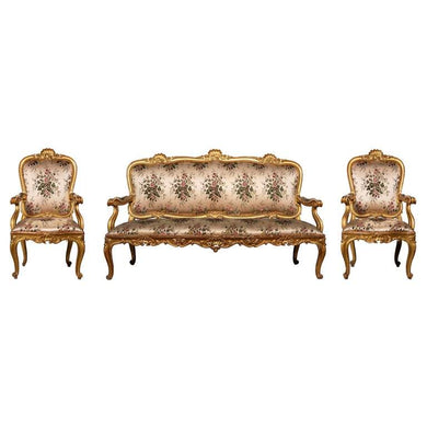 18 世纪晚期威尼斯木鎏金沙发套件