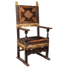 Load image into Gallery viewer, An 18th Century Italian Walnut Leather Upholstered And Studded Cardinals Chair