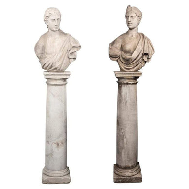 A Pair Of 19th Century Female Busts On Columnar Plinths