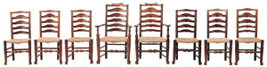 A SET OF EIGHT ELM LANCASHIRE CHAIRS 19th century