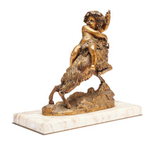 Load image into Gallery viewer, A FRENCH GILT BRONZE GROUP OF THE INFANT BACCHUS RIDING A GOAT Late 19th century