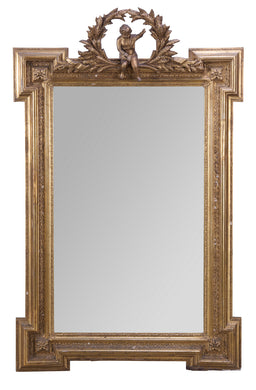 A FRENCH GILT FRAMED OVERMANTLE MIRROR Second half 19th century