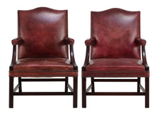 Load image into Gallery viewer, A PAIR OF GEORGE III-STYLE MAHOGANY AND LEATHER-UPHOLSTERED ARMCHAIRS, 20th Century