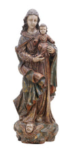 Load image into Gallery viewer, A EUROPEAN CARVED AND POLYCHROME-PAINTED WALNUT GROUP OF THE VIRGIN AND CHRIST First half 18th century