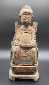 One Chinese Ming Dynasty Wooden Seated Figure (1368-1644）