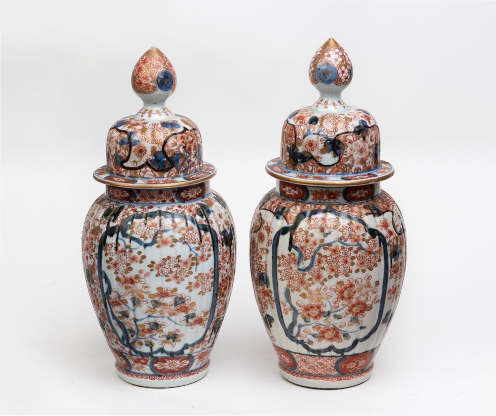 A Pair Of Imari Porcelain Lidded Vases, Japanese, Circa 1900