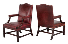 Load image into Gallery viewer, A PAIR OF GEORGE III-STYLE MAHOGANY AND LEATHER-UPHOLSTERED ARMCHAIRS, 20th Century