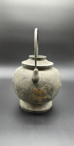 One Antique Japanese Iron Pot with Handle, Meiji Period