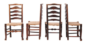 A SET OF EIGHT ELM LANCASHIRE CHAIRS 19th century