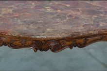 Load image into Gallery viewer, A Very Unusual and Highly Decorative Inlaid Walnut and Faux-marble Topped Serpentine Fronted Console Table. Italian Late 18th Century