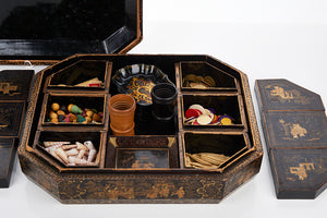 A Chinese Export Black Lacquer Game Box, 19th Century
