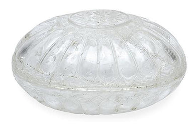 A LARGE ROCK CRYSTAL CARVED EGG SHAPED CASKET, 19TH/20TH CENTURY
