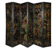 Load image into Gallery viewer, A 19th Century Southern Chinese Export Painted Leather Six Fold Screen