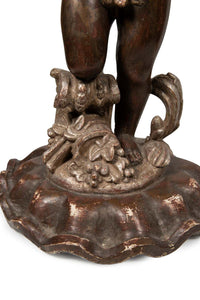 A 19th Century Italian Carved Timber And Silver Gilt Putto
