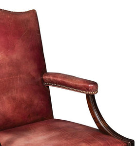 A Pair Of Late 19th-Early 20th Century Burgundy Leather Gainsborough Chairs