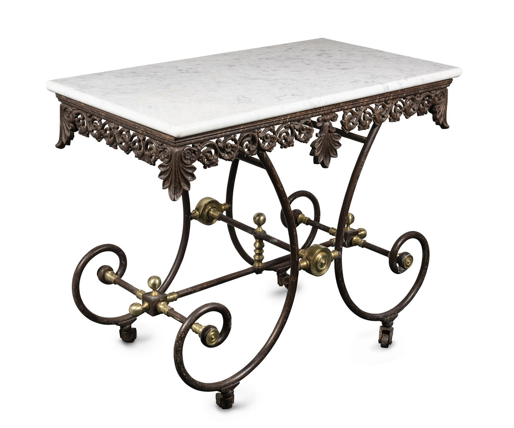 French 19th Century Wrought Iron And Brass Butchers Table