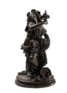 A Pair Of Late 19th Century French Bronze Allegorical Figures Of Autumn & Spring