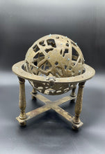 Load image into Gallery viewer, A Vintage Miniature Anglo-Indian Brass Globe with Turquoise Inlay