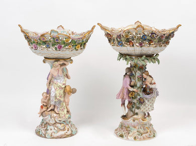 Fine Two Large Meissen Figural Porcelain Centrepieces, German, Late 19th Century