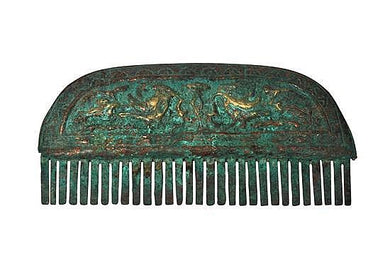 A CHINESE BRONZE COMB, HAN DYNASTY