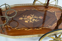Load image into Gallery viewer, Italian 2 Tier Marquetry Inlaid Drinks Trolley, 1950s.