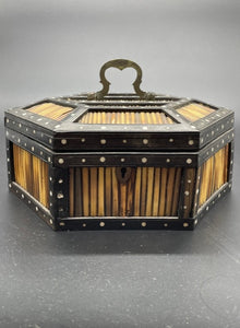 A Sri Lankan Hexagon Porcupine Quill Box, 19th Century