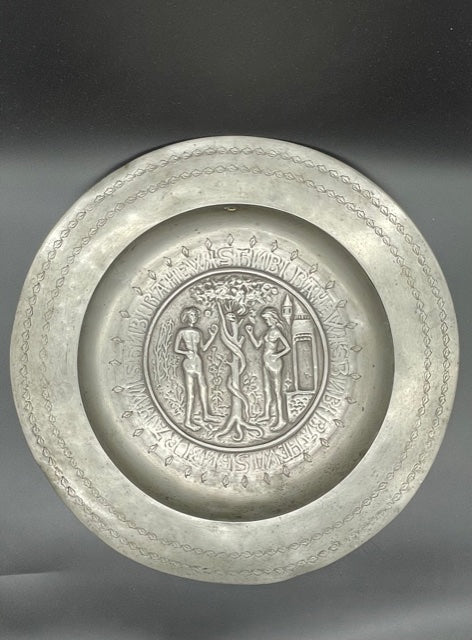 A Pewter Carved Plate 18th/19th Century