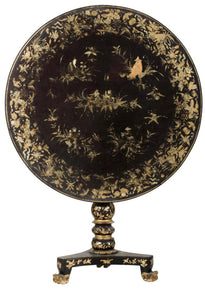 Chinese Export Chinoiserie Circular Tilt Top Table, 19th Century