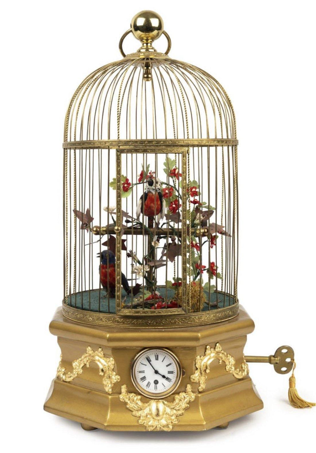 FRENCH SINGING BIRDCAGE TIMEPIECE WITH TWO BIRDS, 19TH CENTURY - Fine Classic Antiques