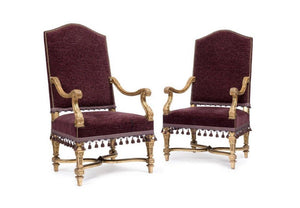 A PAIR OF FRENCH GILT WOOD THRONE CHAIRS, 19TH CENTURY - Fine Classic Antiques
