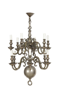 A SILVERED BRONZE TWO TIER DUTCH CHANDELIER, 19TH CENTURY - Fine Classic Antiques