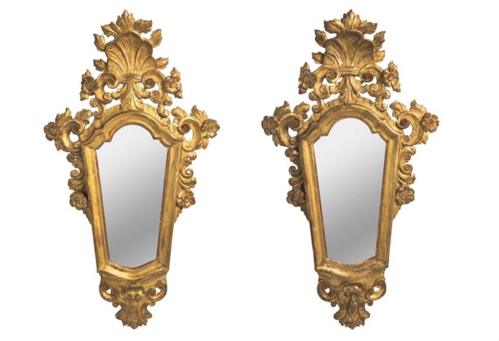 A PAIR OF FRENCH GIRANDOLE GILT WOOD MIRRORS, 19TH CENTURY - Fine Classic Antiques