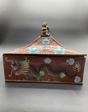 One Chinese Cloisonne Lidded Dragon Box, Late 19th Century