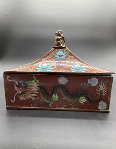 One Chinese Cloisonne Lidded Dragon Box, Late 19th Century
