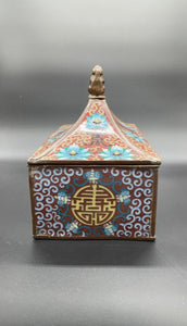 One Chinese Cloisonne Lidded Dragon Box, Late 19th Century