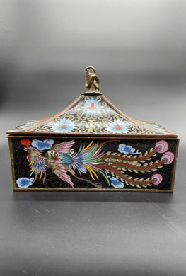 One Chinese Cloisonne Lidded Phoenix Box, Late 19th Century