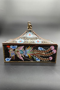 One Chinese Cloisonne Lidded Phoenix Box, Late 19th Century