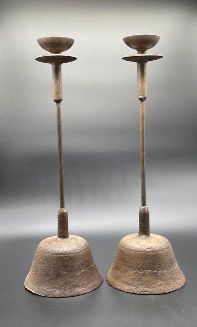 A Pair of Chinese Iron Candlesticks, Late 19th Century / Early 20th Century