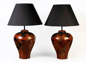 A PAIR OF CHINOISERIE DECROATED WINE JAR LAMPS - Fine Classic Antiques