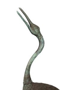 A Bronze Garden Statue Of A Crane, Japanese