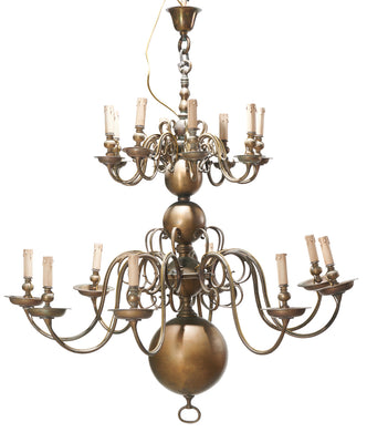 AN ANTIQUE DUTCH BRASS CHANDELIER, LATE 19TH CENTURY