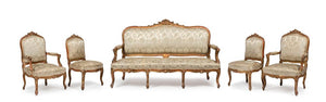 A LOUIS XV STYLE CARVED GILTWOOD SALON SUITE, 19TH CENTURY