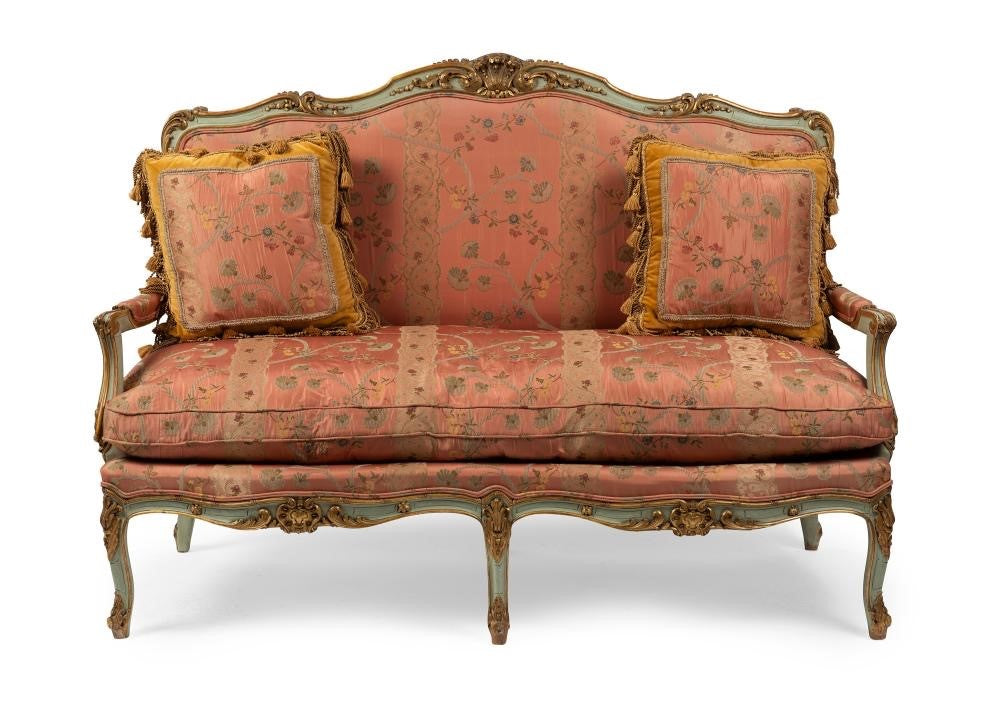 A Louis XV Style Carved And Painted Salon Canapé, 19th Century