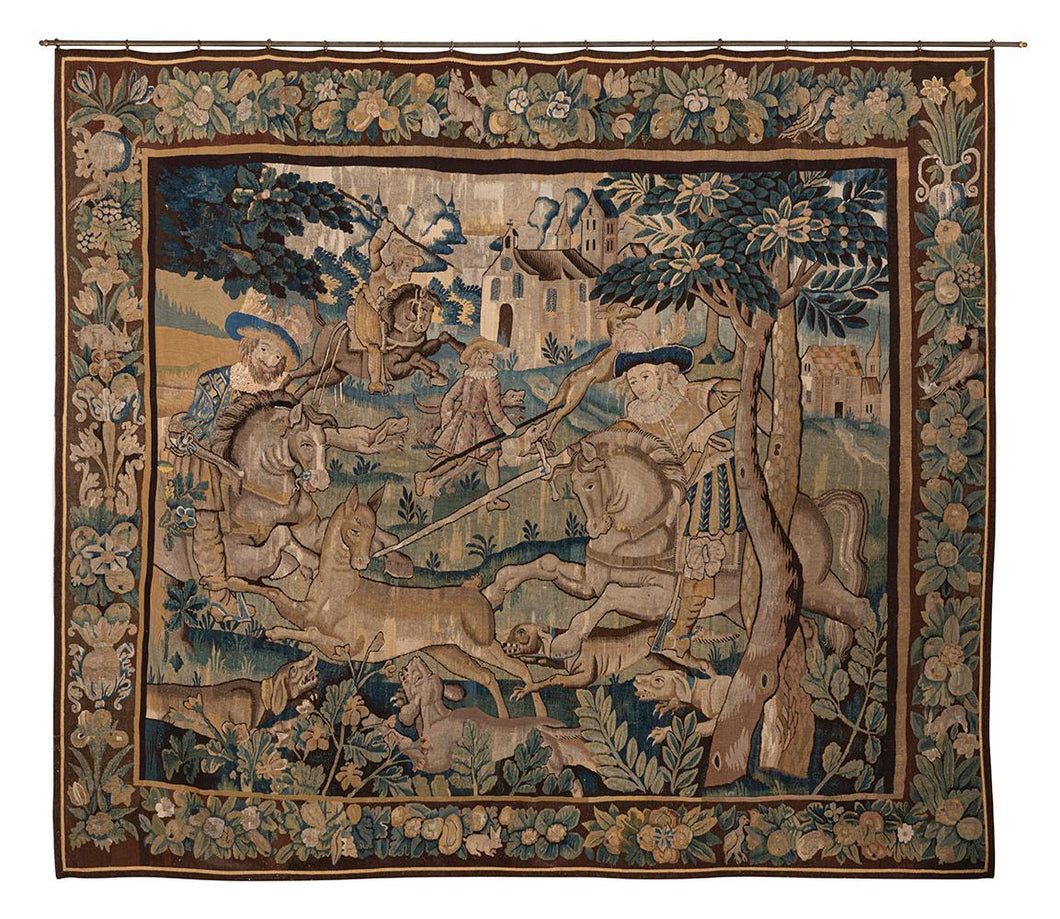 A LARGE AND IMPRESSIVE 17TH CENTURY BELGIAN TAPESTRY