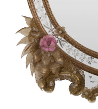 Load image into Gallery viewer, A LATE 19TH CENTURY VENETIAN ROCOCO STYLE OVAL GILT-INLAID, COLOURED GLASS AND ETCHED MIRROR